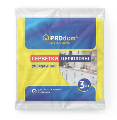 Серветки целюлозні 3 шт ТМ Продом